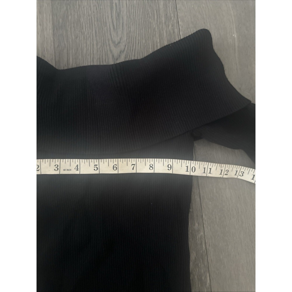 Off‎ The Shoulder Sweater Dress Sz M/L Ribbed Bodice Long Sleeves Black Mini - Picture 5 of 7